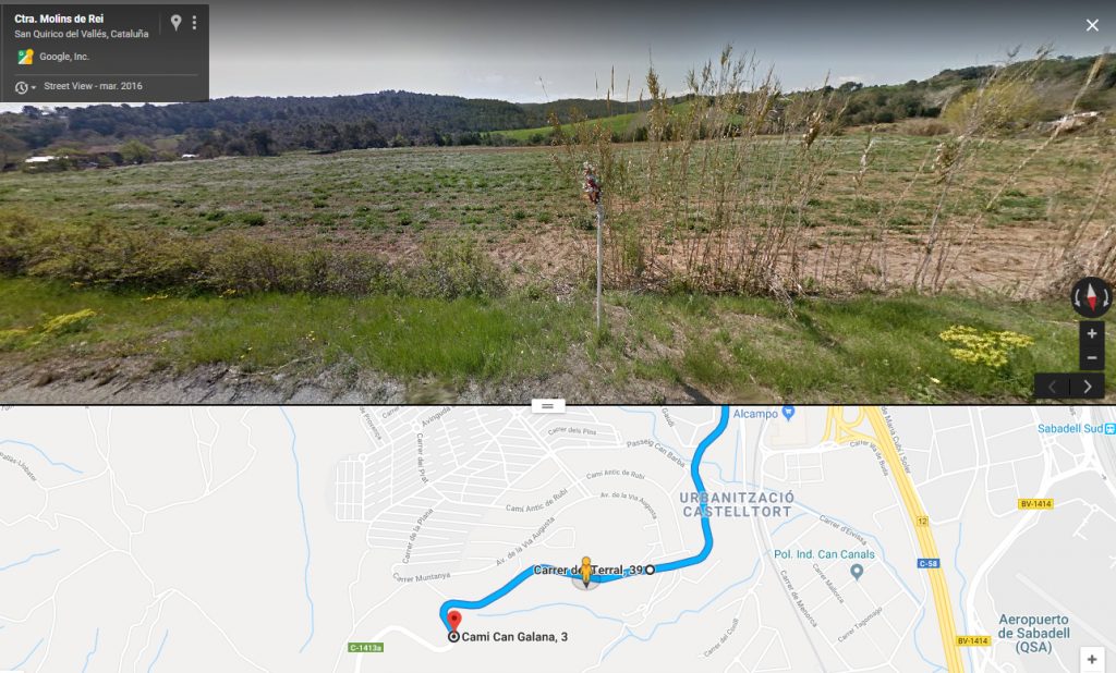 Tramo entre los km 18 y 17 de la C-1413a entre Sabadell y Rubí.